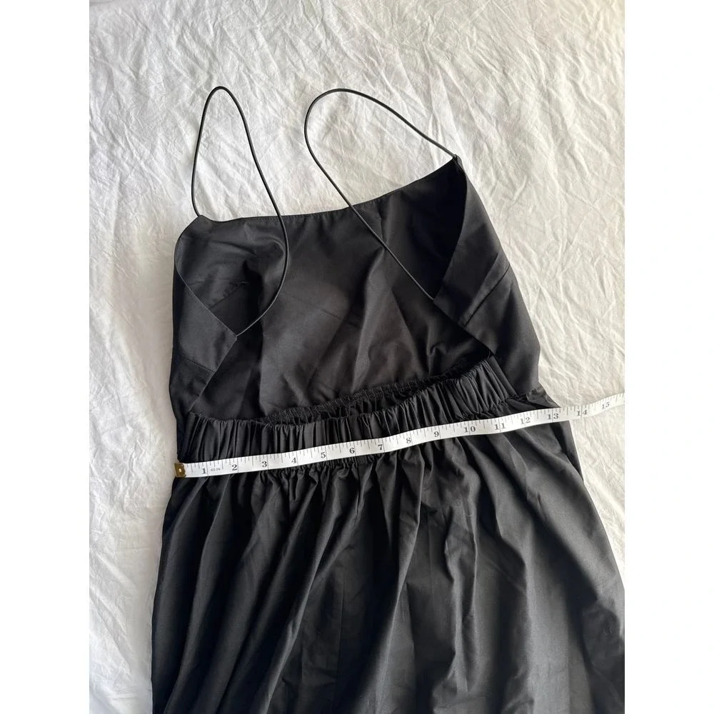 Commense Boho Pleated Solid Black Backless Tiered Evening Cocktail Maxi Dress S - Picture 9 of 13